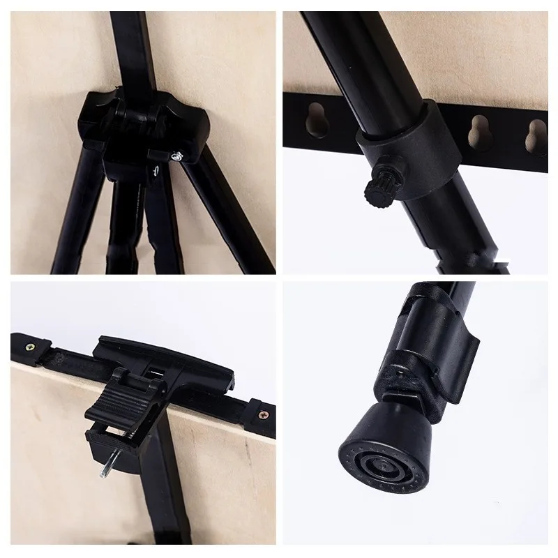 Folding metal easel anti-slip feet detail close-up