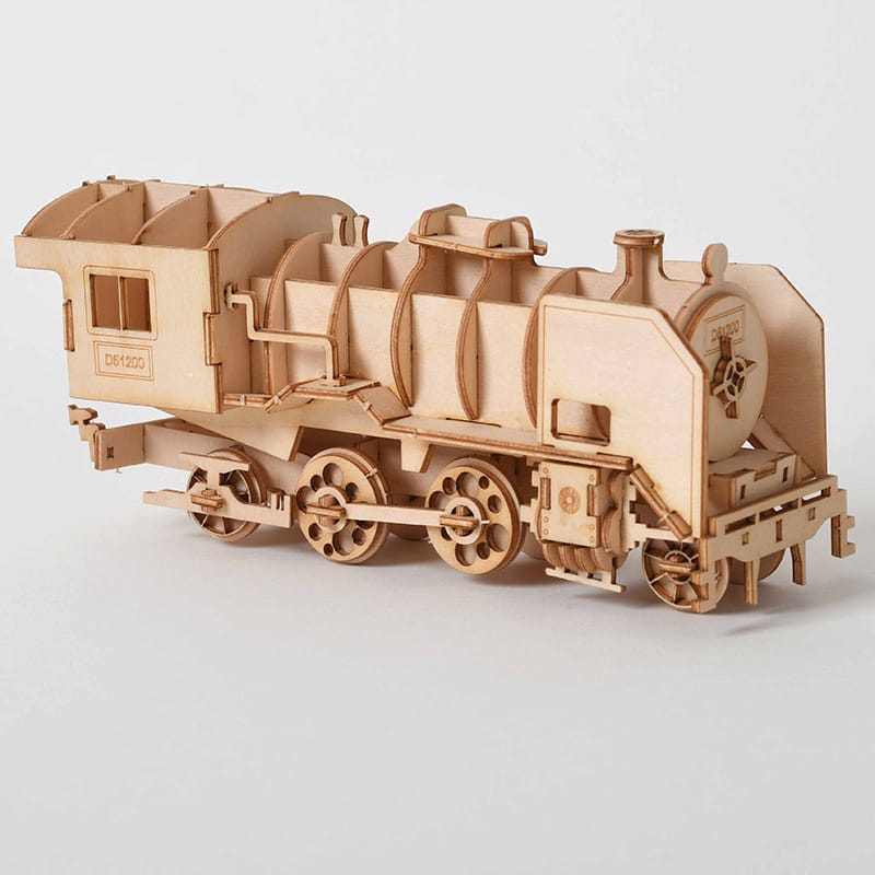 Wooden 3D Model Kit – Biplane, Car, Piano, Sailboat & Train - Image 5