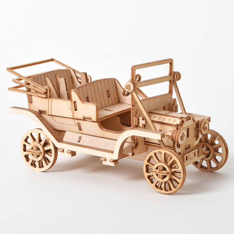 Wooden 3D Model Kit – Biplane, Car, Piano, Sailboat & Train - Image 6