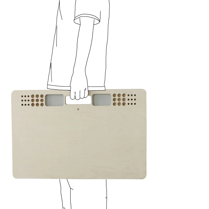 Adjustable drawing board folded flat showing compact storage size