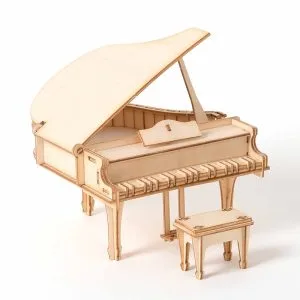Wooden 3D Model Kit – Biplane, Car, Piano, Sailboat & Train