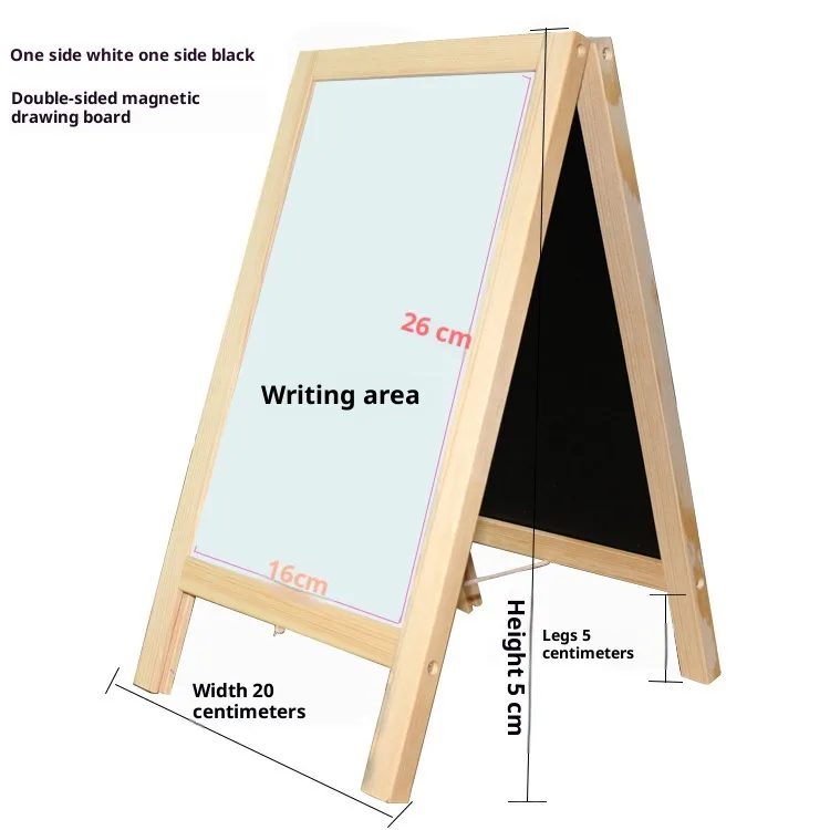 Wooden blackboard easel reversible black and white board variant
