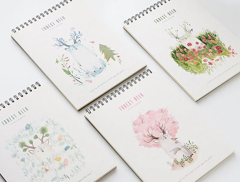 Illustrated sketchbook with forest fawn illustration cover