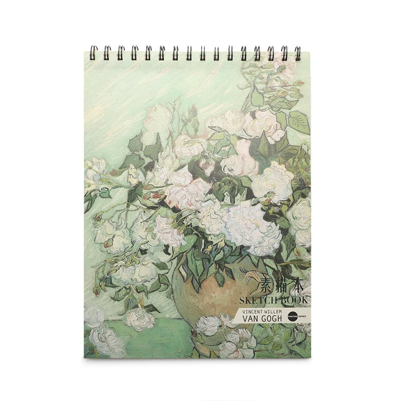 Illustrated sketchbook with white peony floral cover artwork