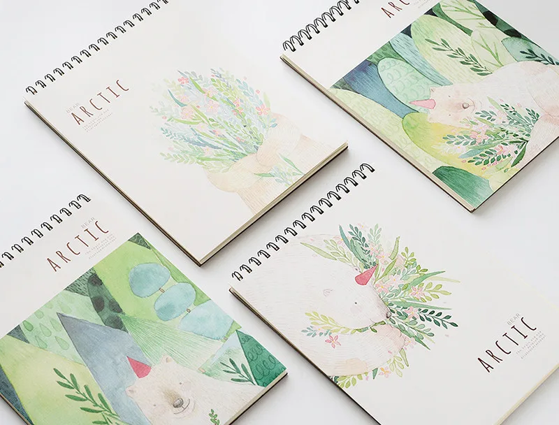 Illustrated sketchbook with arctic wind themed illustration