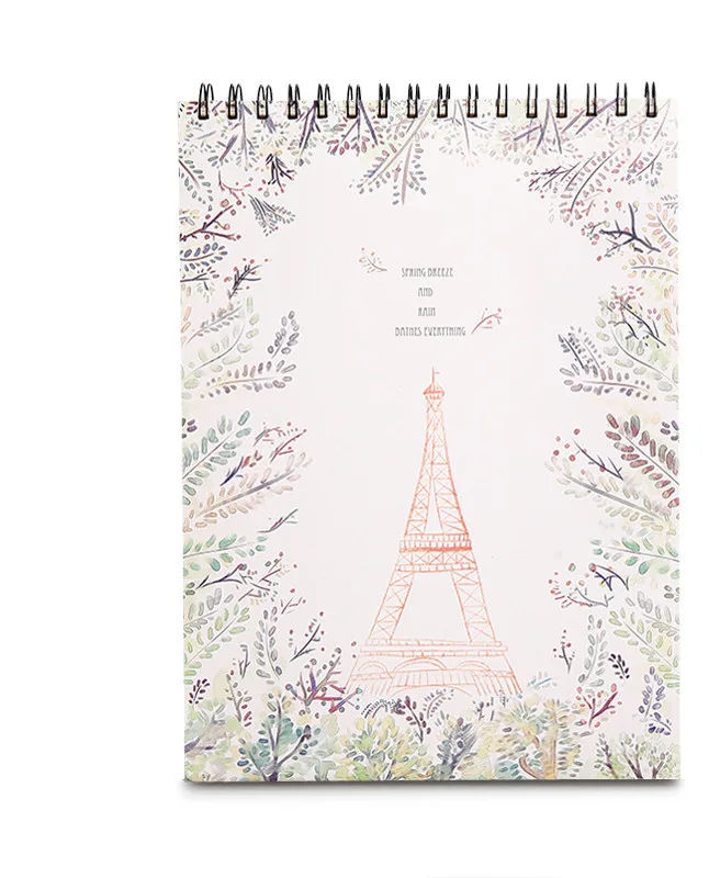 Illustrated sketchbook with kitten and tower illustration
