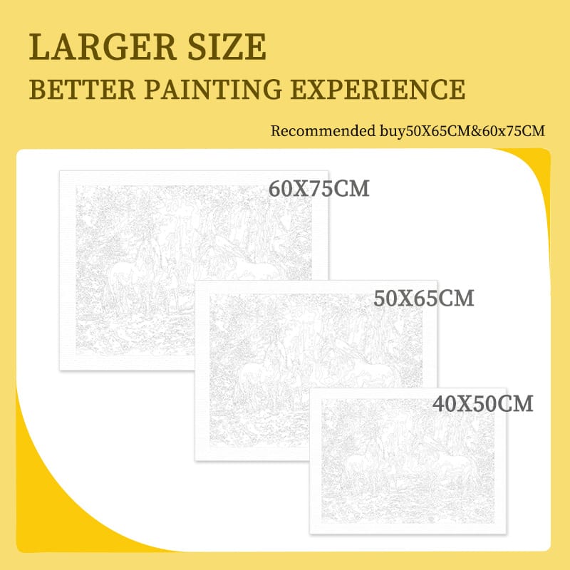 Sunset paint by numbers kit canvas size options 40x50cm 50x65cm and 60x75cm