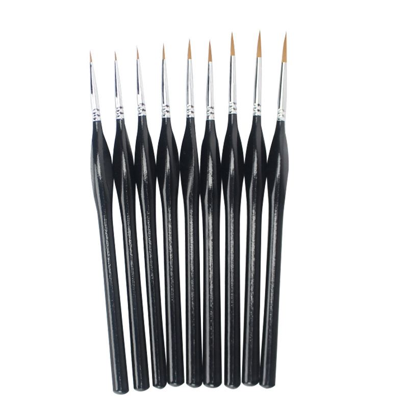 Hook line brush set all 9 brushes fanned out showing size variety