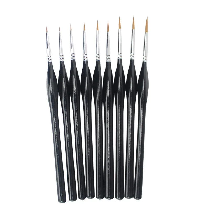 Hook line brush set all 9 brushes fanned out showing size variety