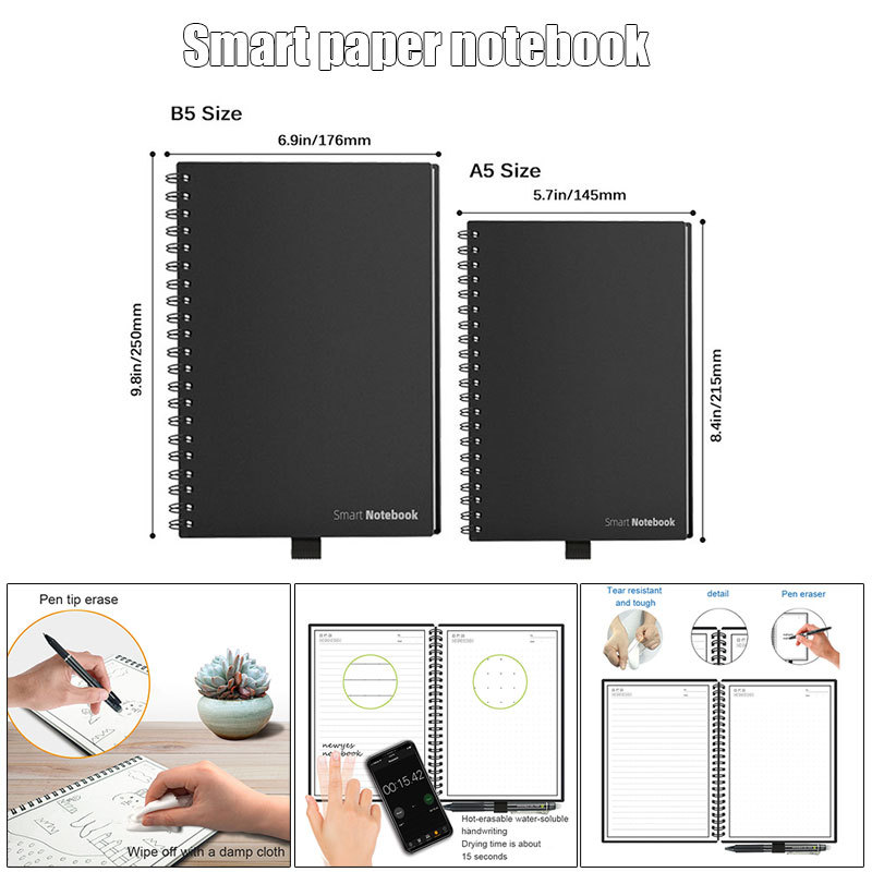 Erasable reusable notebook A5 and B5 sizes side by side