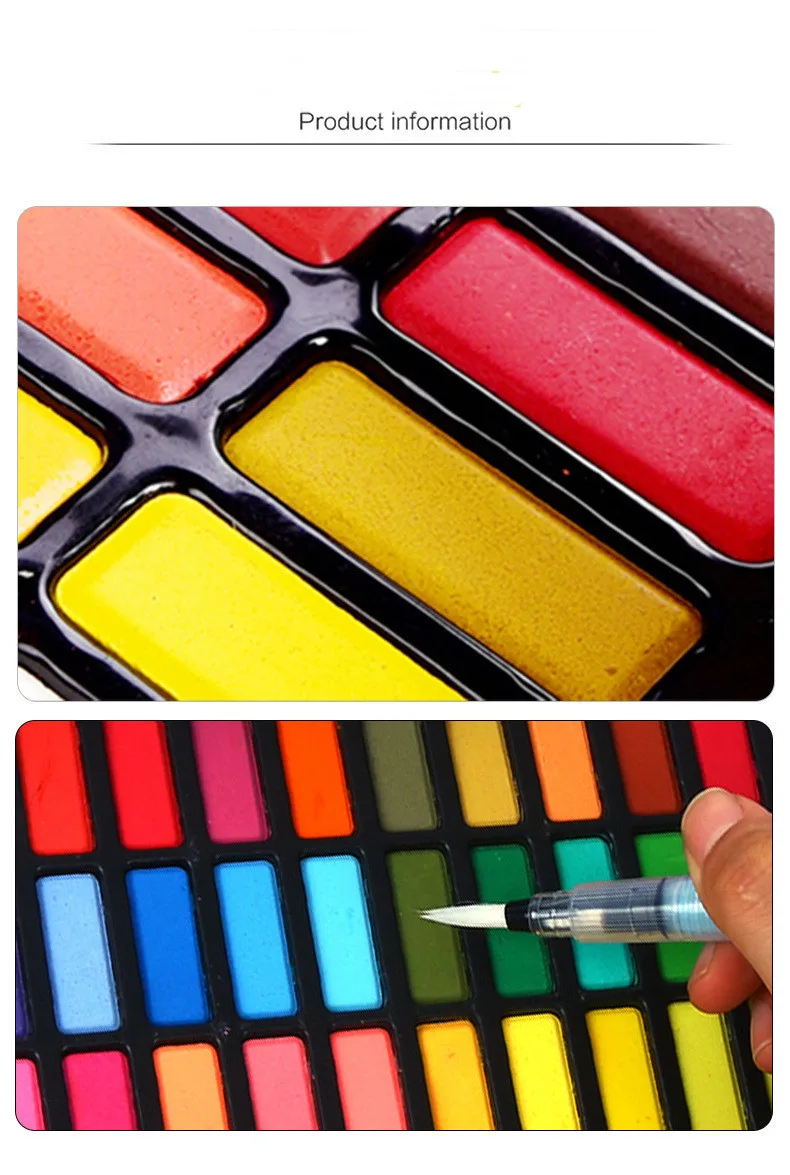 Solid watercolour paint set colour swatches showing full 36 colour range