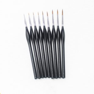 9 piece hook line brush set with ultra fine tips on white background