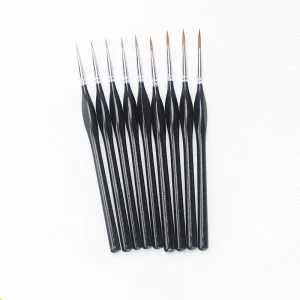 9 piece hook line brush set with ultra fine tips on white background