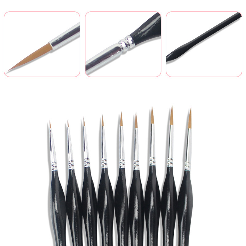 Hook line brush set elongated tip close-up showing fine bristle point