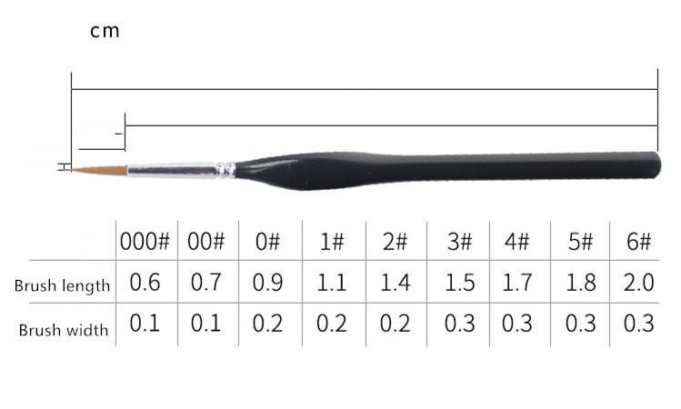 Hook line brush set wooden handles laid flat showing size range