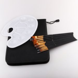 Brush set with carry case zipped closed ready for travel
