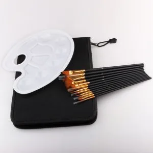 Brush set with carry case zipped closed ready for travel