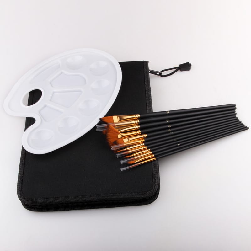 Brush set with carry case zipped closed ready for travel