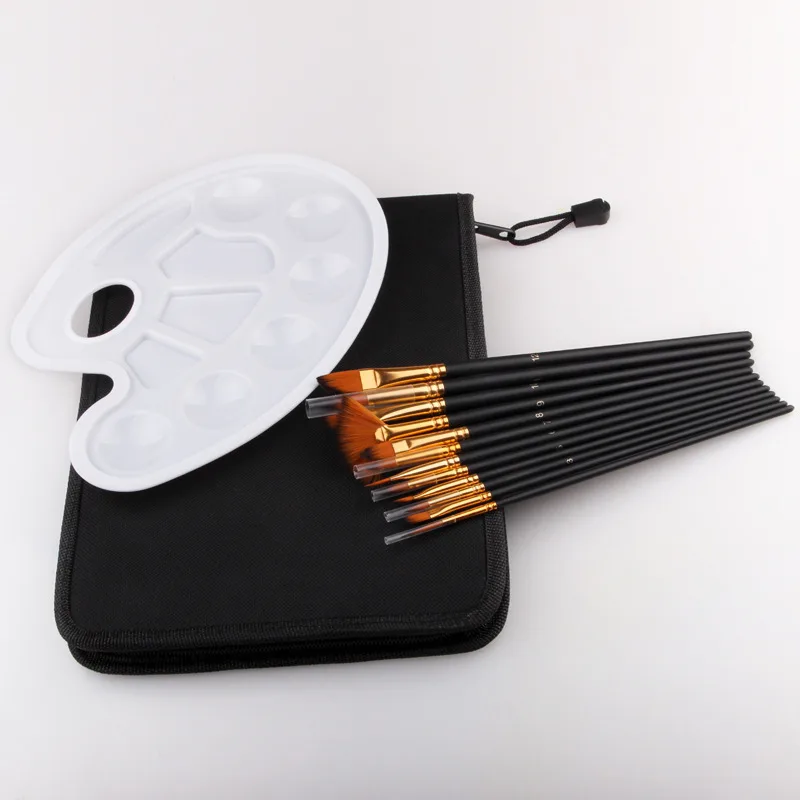 Brush set with carry case zipped closed ready for travel