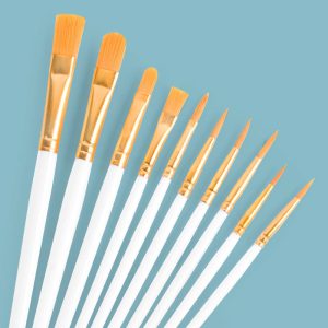 Paint brush set white handle option with soft bristle close-up