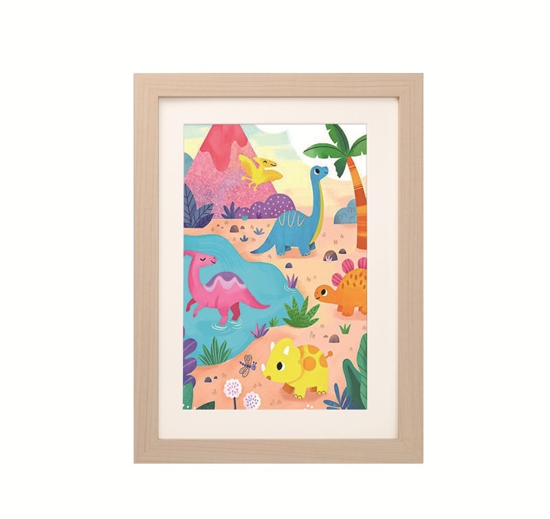 A4 magnetic shadow frame in wood finish on wall