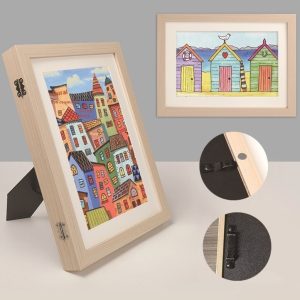 A4 magnetic shadow frame displaying artwork print inside deep compartment