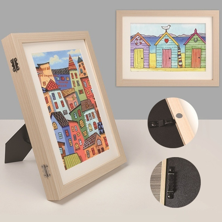 A4 magnetic shadow frame displaying artwork print inside deep compartment
