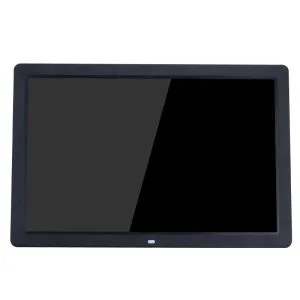 17-inch HD digital photo frame in black displaying landscape photo