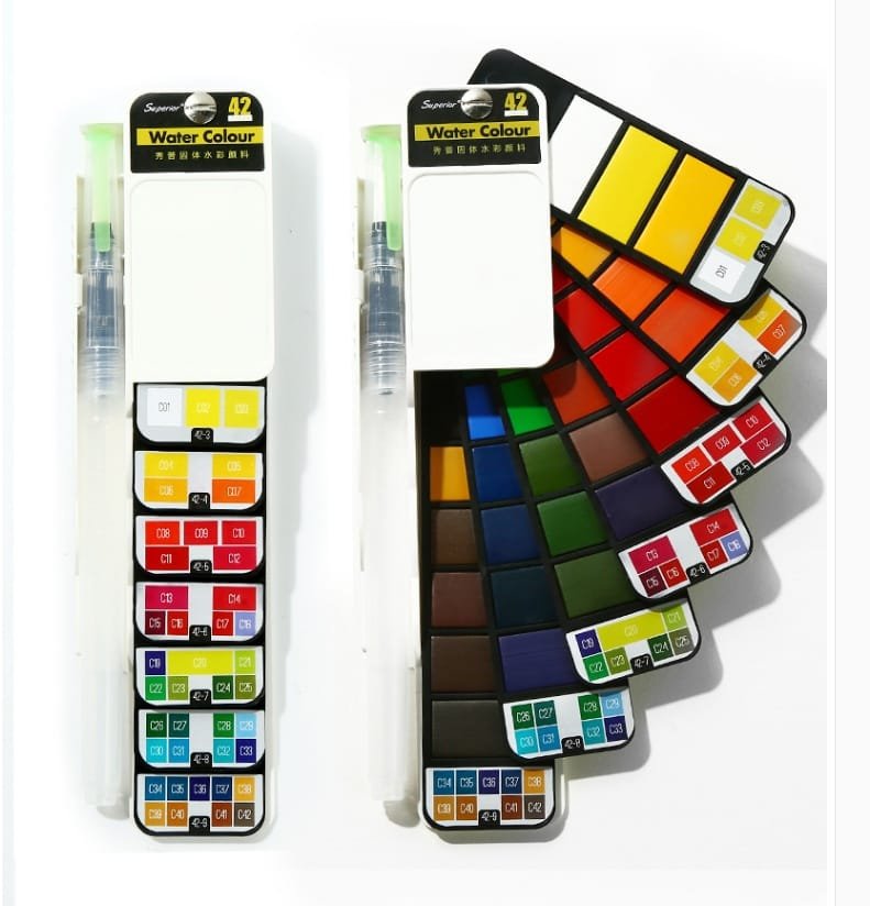 Travel watercolour paint set closed showing compact slim profile